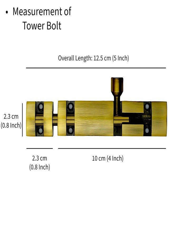 ELITONE Aluminum Xylo Tower Bolt, Tower Bolt for Home,Offices Doors,Windows, Chitkani/Kundi for Main Door and Bathroom, Door Latch for Bedroom|Pack of 6,Antique | 4 Inch - Image 2